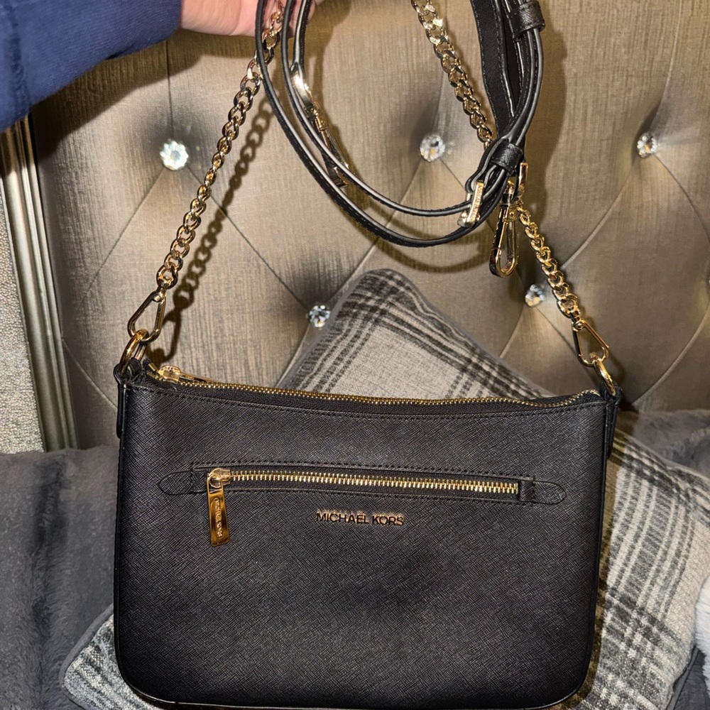 Michael Kors Black Crossbody Bag with Gold Hardware